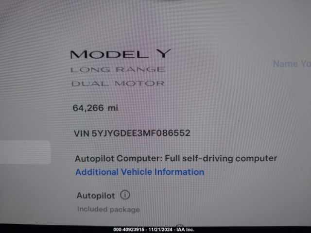 Photo 8 VIN: 5YJYGDEE3MF086552 - TESLA MODEL Y 