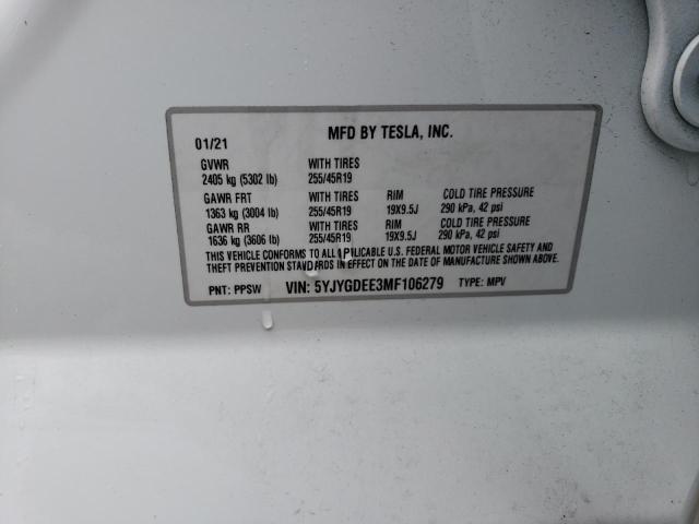 Photo 12 VIN: 5YJYGDEE3MF106279 - TESLA MODEL Y 