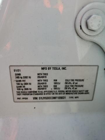 Photo 12 VIN: 5YJYGDEE3MF109831 - TESLA MODEL Y 