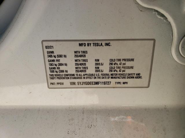 Photo 11 VIN: 5YJYGDEE3MF119727 - TESLA MODEL Y 