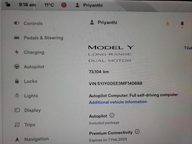 Photo 11 VIN: 5YJYGDEE3MF140688 - TESLA MODEL Y 