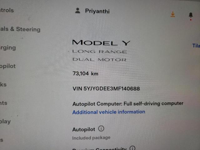 Photo 8 VIN: 5YJYGDEE3MF140688 - TESLA MODEL Y 