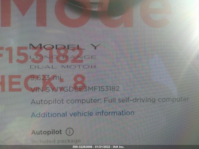 Photo 6 VIN: 5YJYGDEE3MF153182 - TESLA MODEL Y 