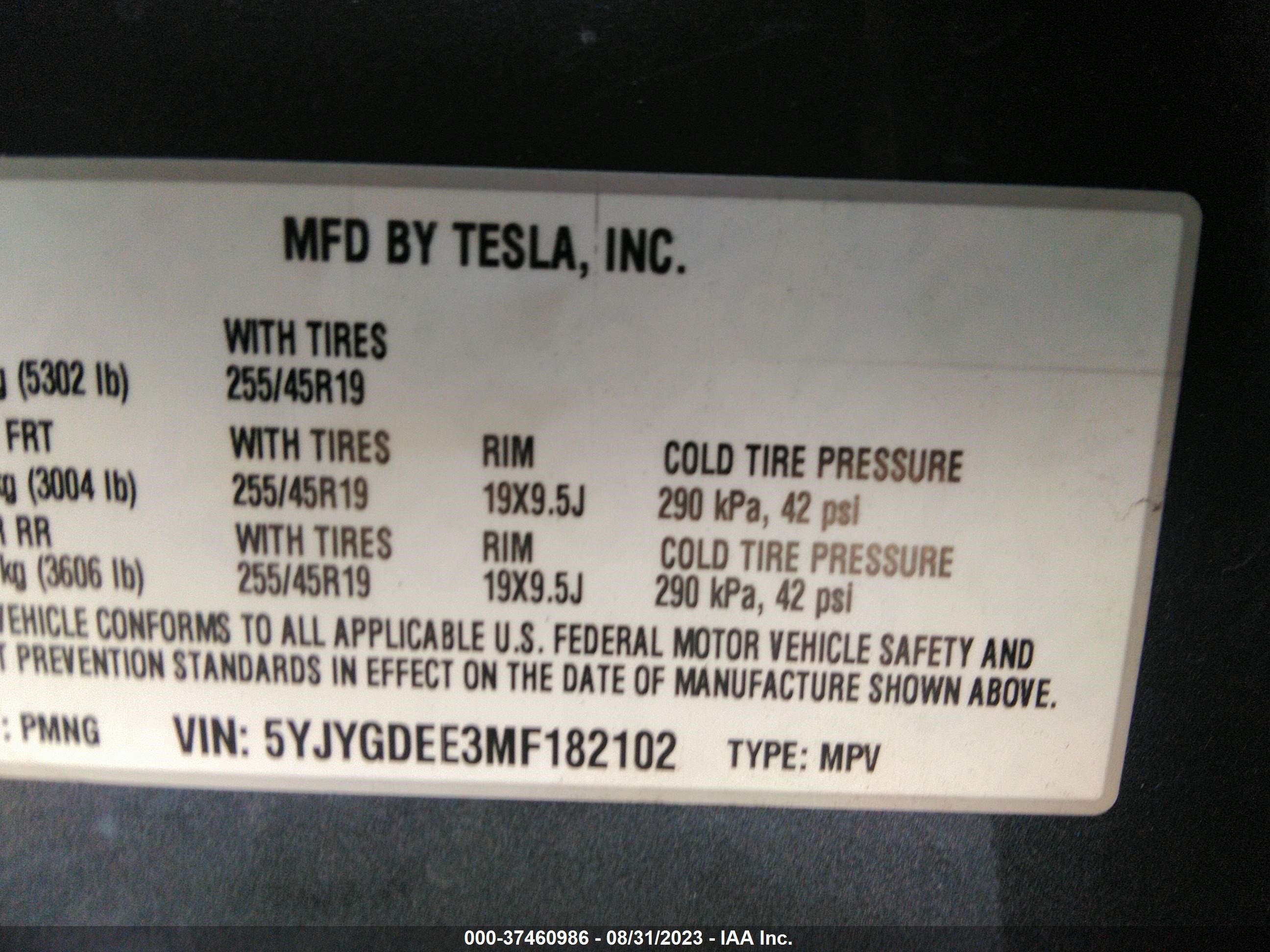 Photo 8 VIN: 5YJYGDEE3MF182102 - TESLA MODEL Y 