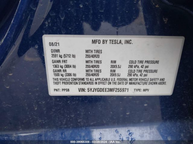 Photo 8 VIN: 5YJYGDEE3MF255971 - TESLA MODEL Y 