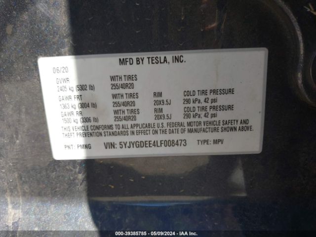 Photo 8 VIN: 5YJYGDEE4LF008473 - TESLA MODEL Y 