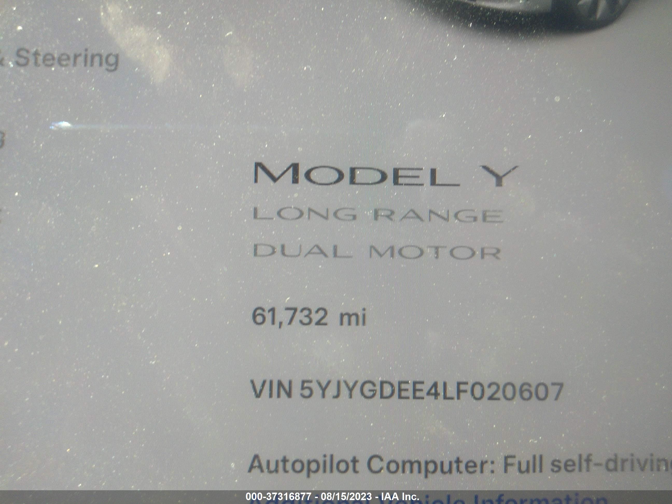 Photo 14 VIN: 5YJYGDEE4LF020607 - TESLA MODEL Y 