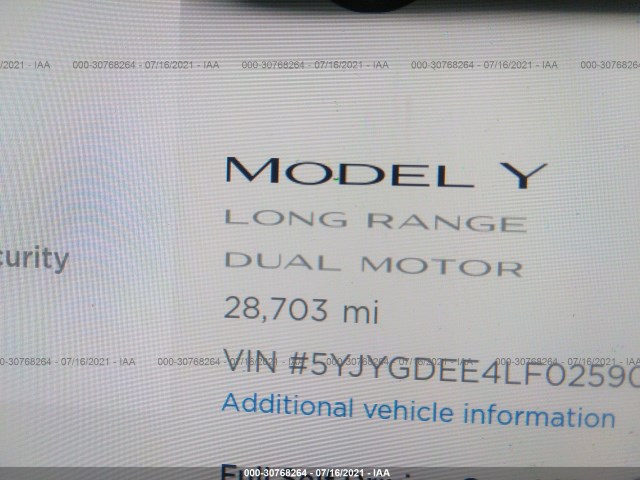 Photo 6 VIN: 5YJYGDEE4LF025905 - TESLA MODEL Y 