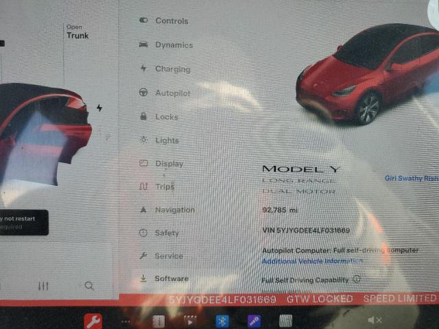 Photo 8 VIN: 5YJYGDEE4LF031669 - TESLA MODEL Y 