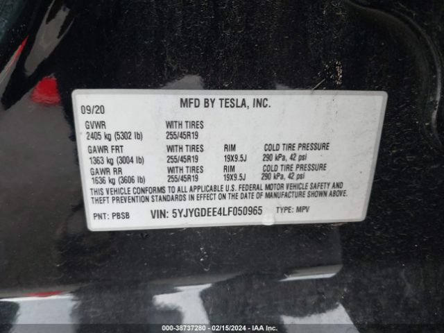 Photo 8 VIN: 5YJYGDEE4LF050965 - TESLA MODEL Y 