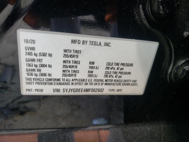 Photo 12 VIN: 5YJYGDEE4MF062602 - TESLA MODEL Y 