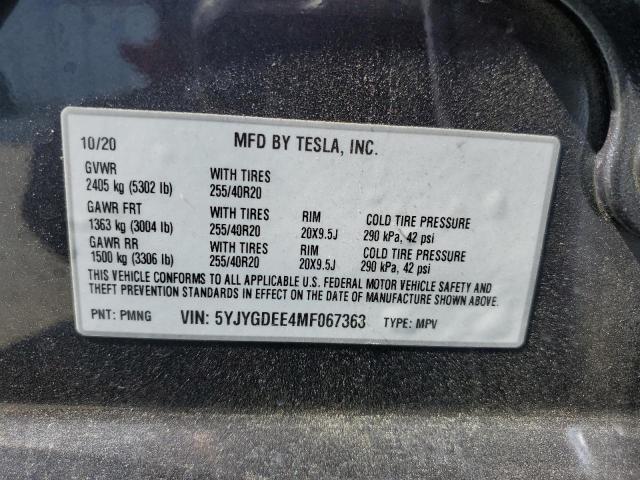 Photo 11 VIN: 5YJYGDEE4MF067363 - TESLA MODEL Y 