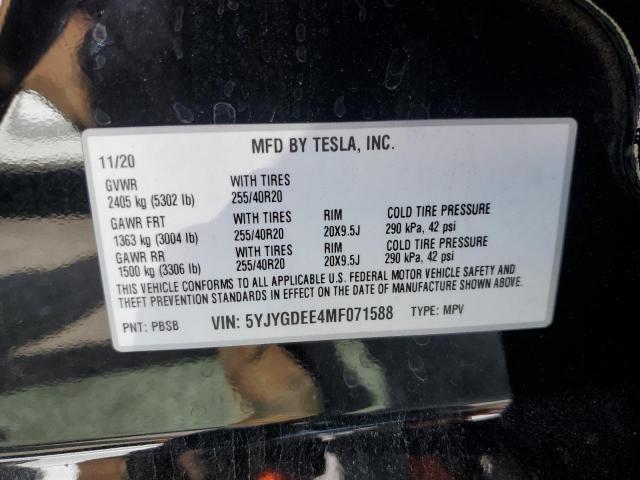 Photo 12 VIN: 5YJYGDEE4MF071588 - TESLA MODEL Y 