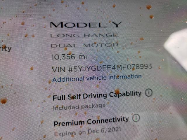 Photo 7 VIN: 5YJYGDEE4MF078993 - TESLA MODEL Y 