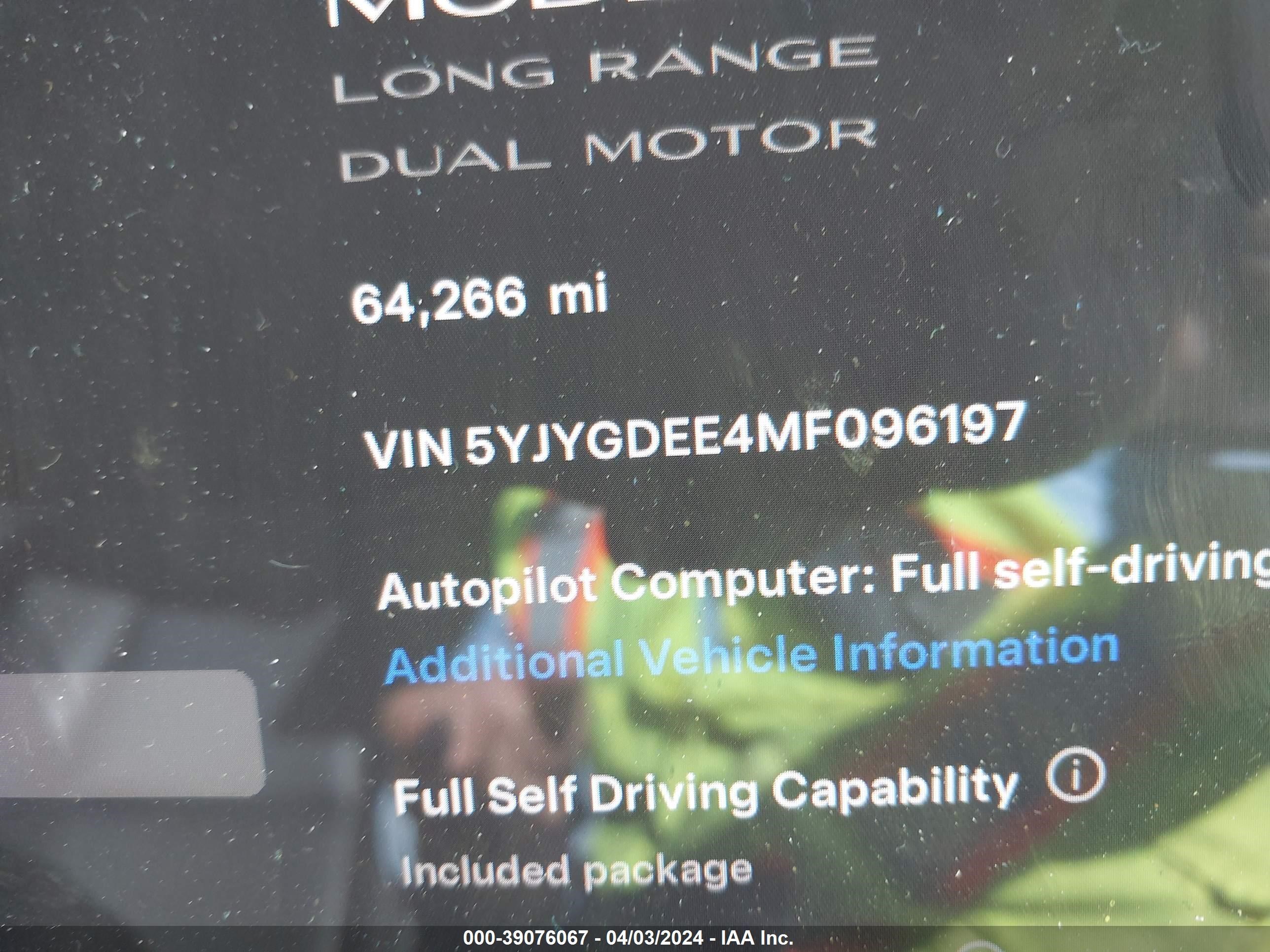 Photo 8 VIN: 5YJYGDEE4MF096197 - TESLA MODEL Y 