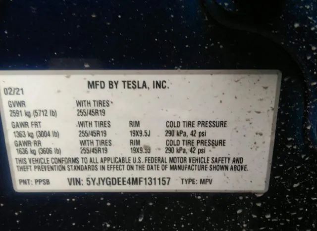 Photo 8 VIN: 5YJYGDEE4MF131157 - TESLA MODEL Y 