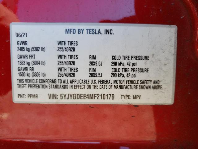 Photo 9 VIN: 5YJYGDEE4MF210179 - TESLA MODEL Y 