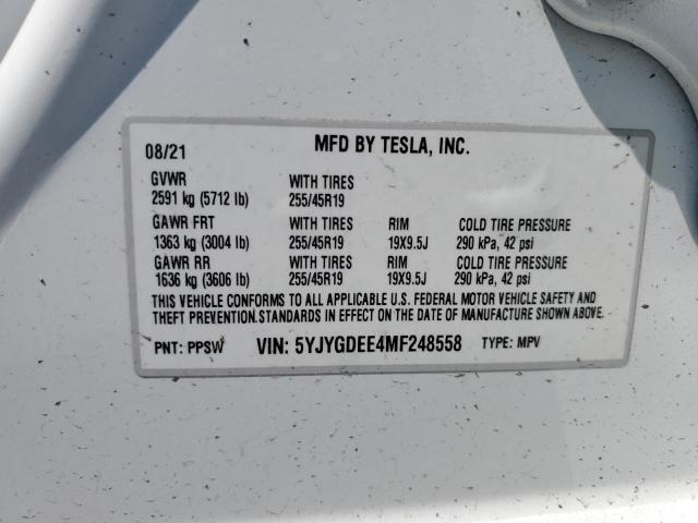 Photo 11 VIN: 5YJYGDEE4MF248558 - TESLA MODEL Y 