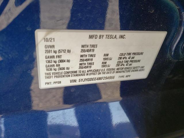 Photo 9 VIN: 5YJYGDEE4MF294956 - TESLA MODEL Y 