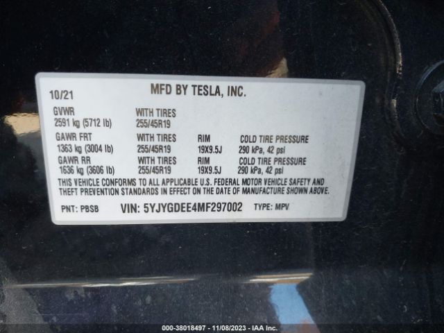 Photo 8 VIN: 5YJYGDEE4MF297002 - TESLA MODEL Y 