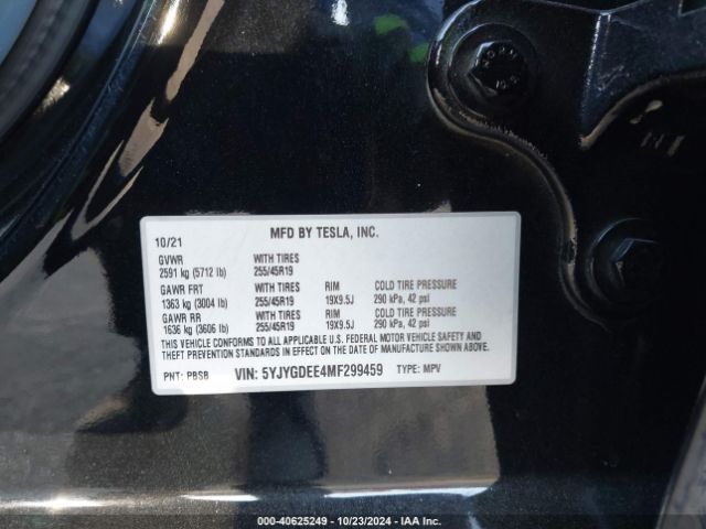 Photo 8 VIN: 5YJYGDEE4MF299459 - TESLA MODEL Y 