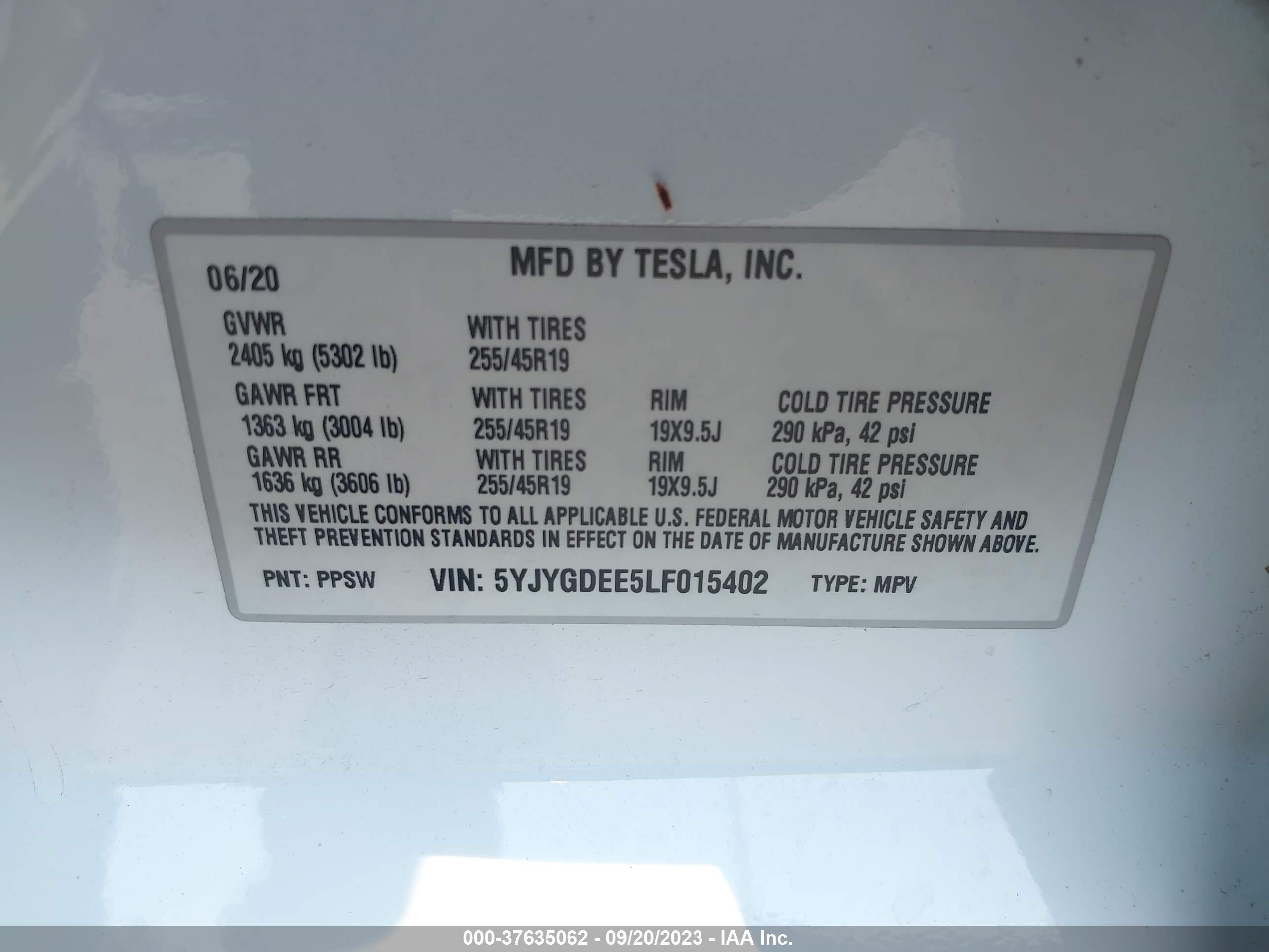 Photo 8 VIN: 5YJYGDEE5LF015402 - TESLA MODEL Y 