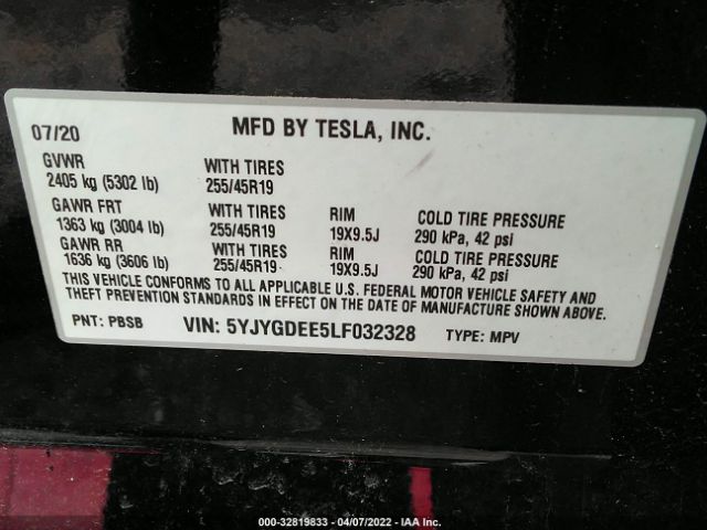 Photo 8 VIN: 5YJYGDEE5LF032328 - TESLA MODEL Y 