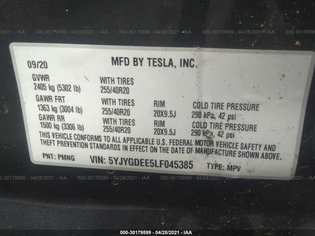 Photo 8 VIN: 5YJYGDEE5LF045385 - TESLA MODEL Y 