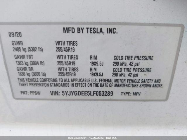 Photo 8 VIN: 5YJYGDEE5LF053289 - TESLA MODEL Y 