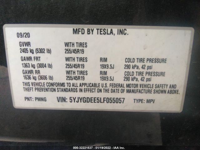 Photo 8 VIN: 5YJYGDEE5LF055057 - TESLA MODEL Y 