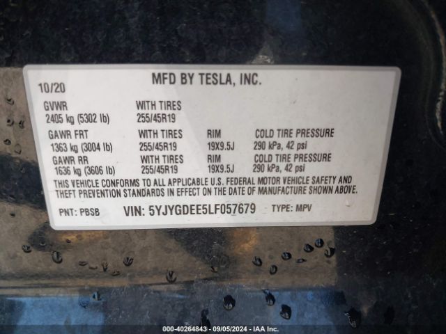 Photo 8 VIN: 5YJYGDEE5LF057679 - TESLA MODEL Y 