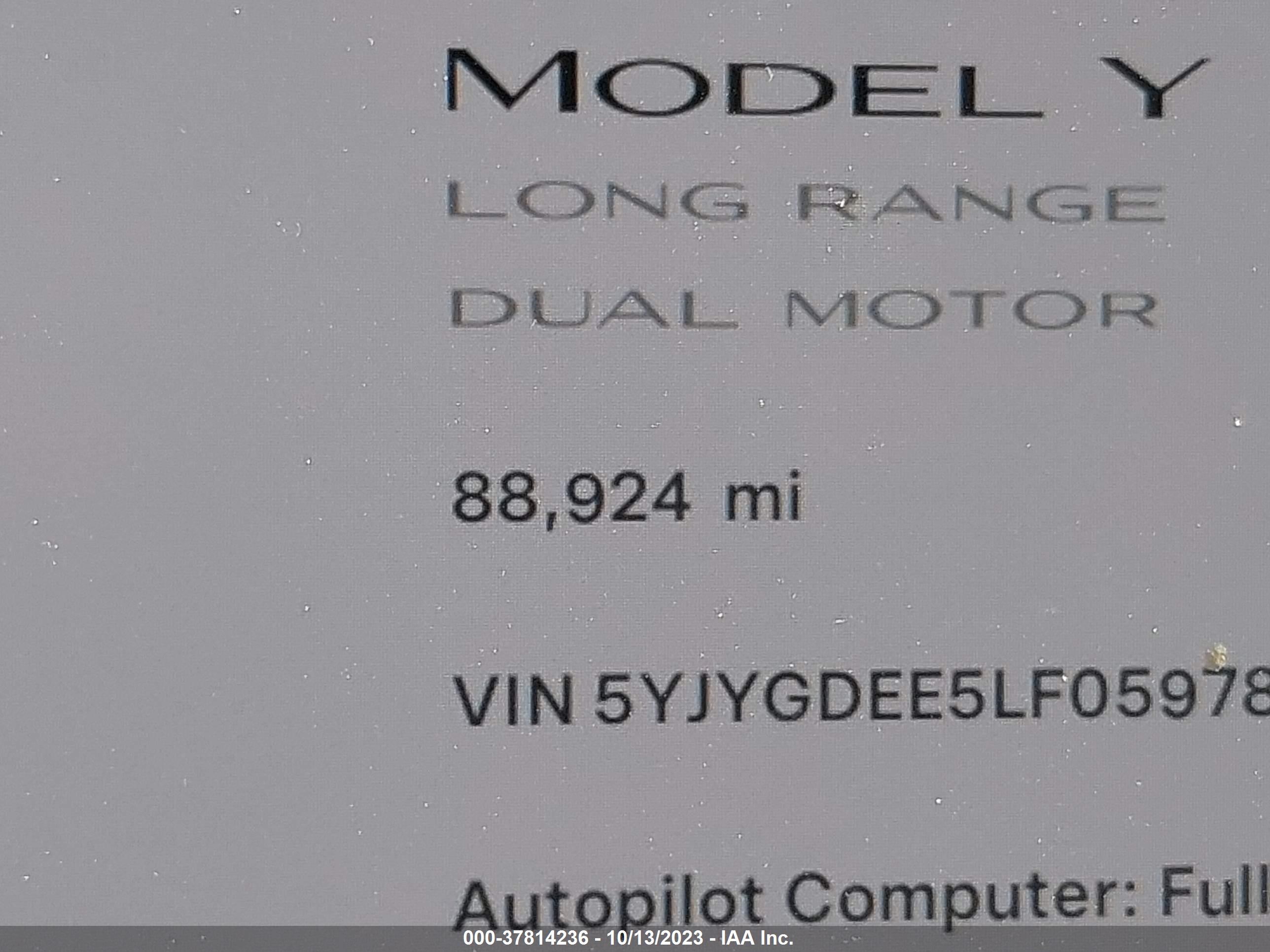 Photo 13 VIN: 5YJYGDEE5LF059786 - TESLA MODEL Y 