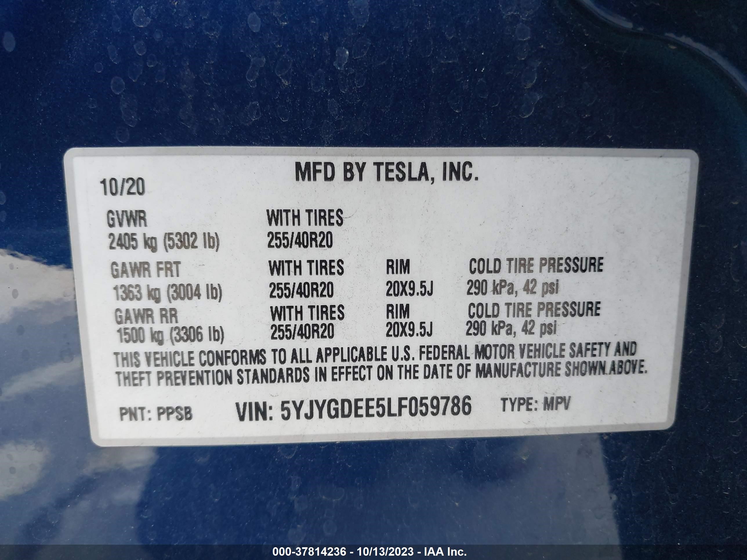 Photo 8 VIN: 5YJYGDEE5LF059786 - TESLA MODEL Y 