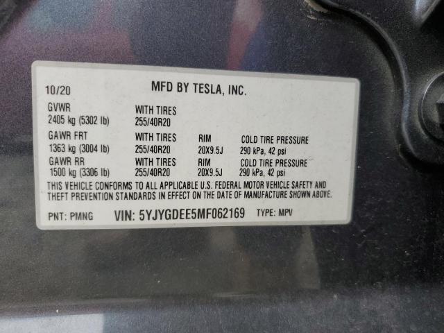 Photo 11 VIN: 5YJYGDEE5MF062169 - TESLA MODEL Y 