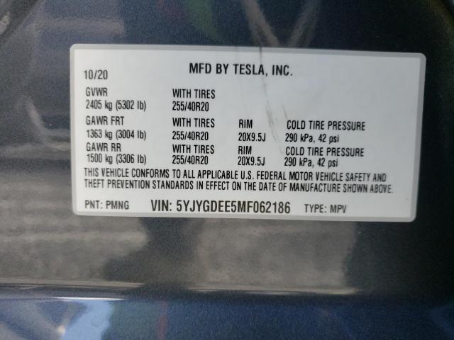 Photo 9 VIN: 5YJYGDEE5MF062186 - TESLA MODEL Y 