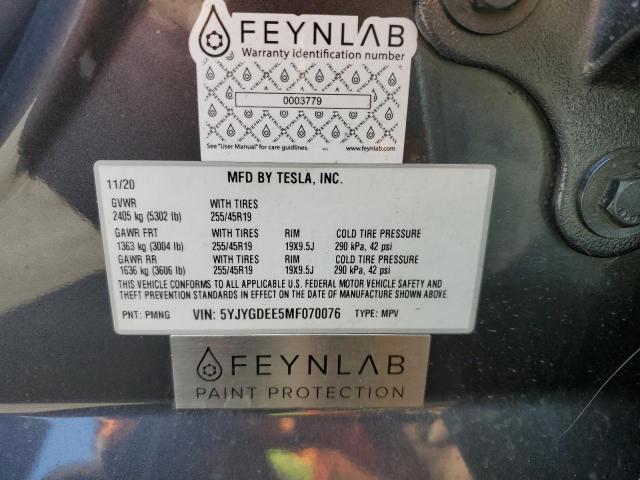 Photo 9 VIN: 5YJYGDEE5MF070076 - TESLA MODEL Y 