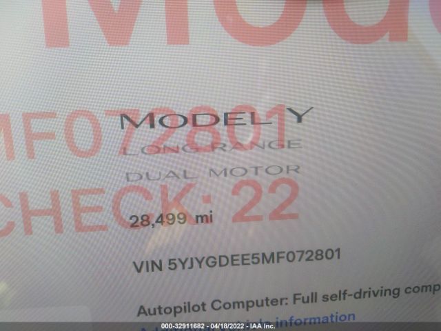 Photo 6 VIN: 5YJYGDEE5MF072801 - TESLA MODEL Y 