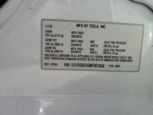 Photo 11 VIN: 5YJYGDEE5MF081658 - TESLA MODEL Y 