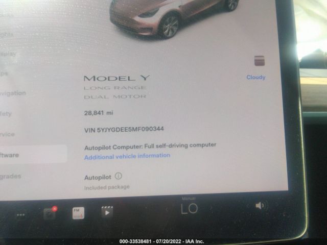 Photo 6 VIN: 5YJYGDEE5MF090344 - TESLA MODEL Y 