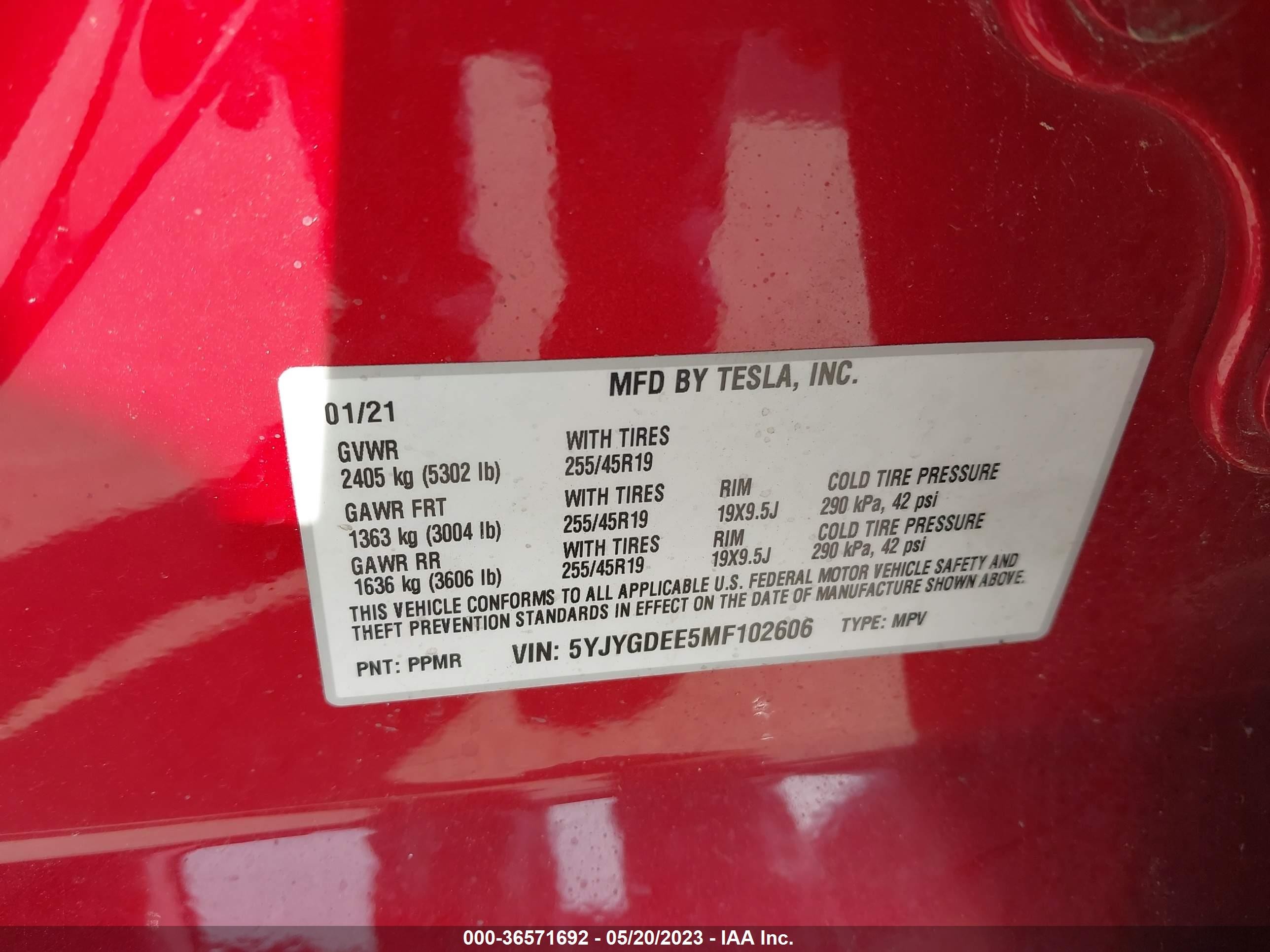 Photo 8 VIN: 5YJYGDEE5MF102606 - TESLA MODEL Y 