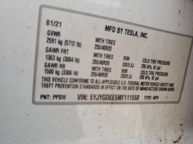 Photo 11 VIN: 5YJYGDEE5MF111550 - TESLA MODEL Y 