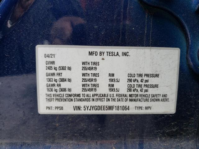 Photo 11 VIN: 5YJYGDEE5MF181064 - TESLA MODEL Y 