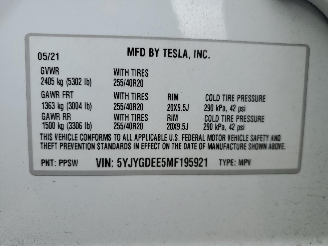 Photo 11 VIN: 5YJYGDEE5MF195921 - TESLA MODEL Y 