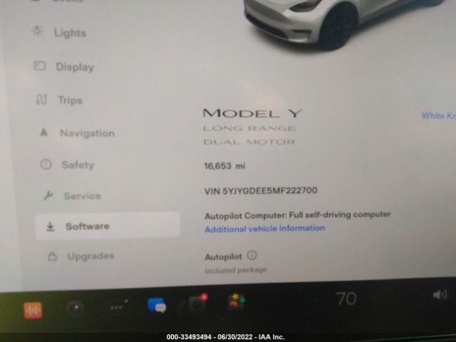 Photo 6 VIN: 5YJYGDEE5MF222700 - TESLA MODEL Y 