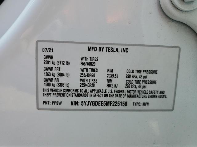 Photo 9 VIN: 5YJYGDEE5MF225158 - TESLA MODEL Y 