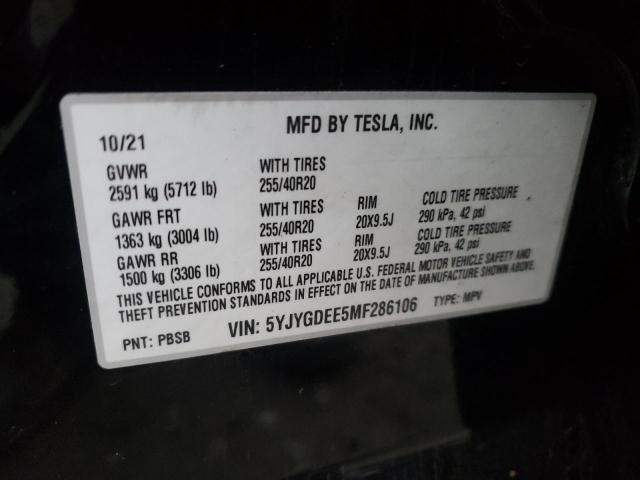 Photo 9 VIN: 5YJYGDEE5MF286106 - TESLA MODEL Y 