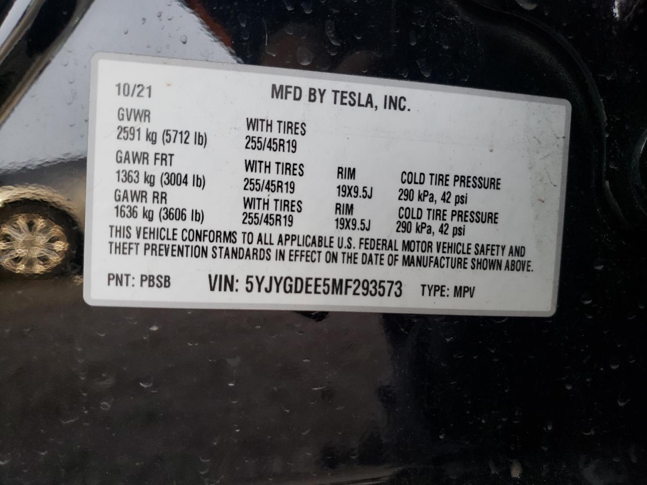 Photo 11 VIN: 5YJYGDEE5MF293573 - TESLA MODEL Y 