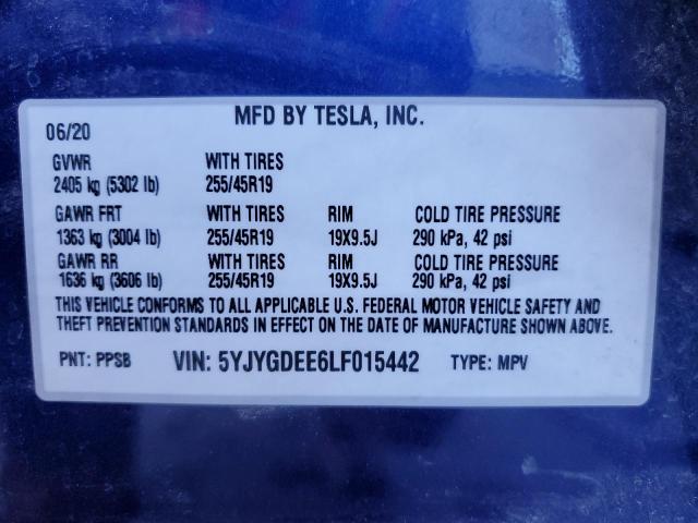 Photo 12 VIN: 5YJYGDEE6LF015442 - TESLA MODEL Y 