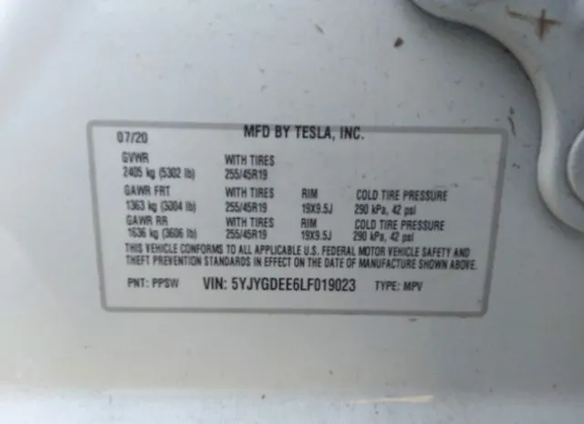 Photo 8 VIN: 5YJYGDEE6LF019023 - TESLA MODEL Y 