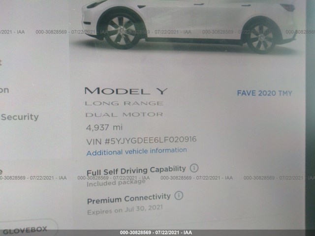 Photo 6 VIN: 5YJYGDEE6LF020916 - TESLA MODEL Y 